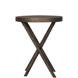 Wyld Haus Urbino Antique Brass Mango Wood Rope Side Table - thumbnail 2