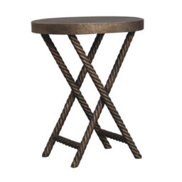 Wyld Haus Urbino Antique Brass Mango Wood Rope Side Table - thumbnail 4