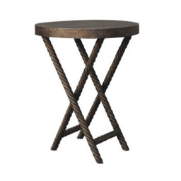 Wyld Haus Urbino Antique Brass Mango Wood Rope Side Table - thumbnail 3