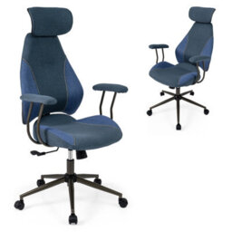 Gainoom Ergonomic Office Chair Blue Rolling Swivel Adjustable Work Chair With Rocking Backrest & Wheels