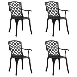 Berkfield Garden Chairs 4 Pcs Cast Aluminium Black - thumbnail 1