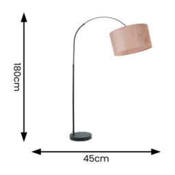 Valuelights Louis Black Arched Curved Floor Lamp With Blush Pink Velvet Drum Lamp Shade And Led Bulb - thumbnail 4