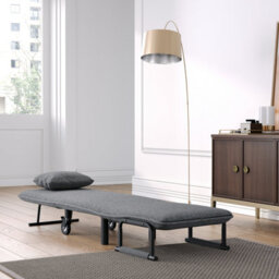 Living And Home Grey Linen Upholstered Adjustable Sofa Bed With Pillow And Castors - thumbnail 2