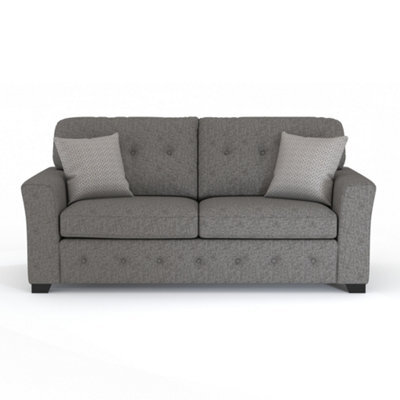 Furnishings For Less UK Hartley Grey 3 Seater Sofa Full Back Tufted Cushions - image 1