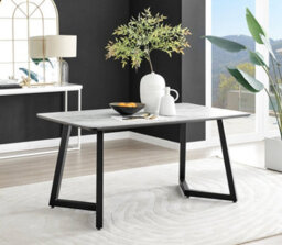 Furniturebox Uk Carson White Marble Effect Dining Table & 6 Mustard Willow Chairs - thumbnail 2