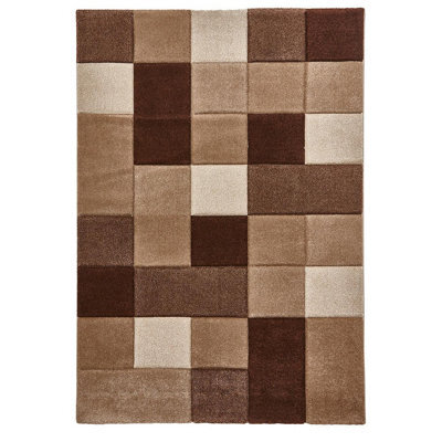 Grey/brown Rug, Stain-Resistant Rug, Geometric Modern Handmade Rug For Bedroom, & Dining Room-160Cm X 220Cm
