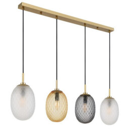 Luminosa Lighting Luminosa Devin Bar Pendant Ceiling Light Gold Colours Matt Glass Shade 4X E14 - thumbnail 2