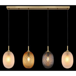 Luminosa Lighting Luminosa Devin Bar Pendant Ceiling Light Gold Colours Matt Glass Shade 4X E14 - thumbnail 5