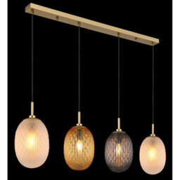 Luminosa Lighting Luminosa Devin Bar Pendant Ceiling Light Gold Colours Matt Glass Shade 4X E14 - thumbnail 4