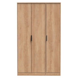 Beijing Tall Triple Plain Wardrobe In Nebraska Oak (Ready Assembled)