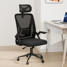 Onemill Ergonomic Mid-Back Mesh Office Chair With Flip-Up Armrests And Headrest-Black - thumbnail 1