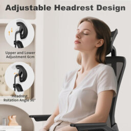 Onemill Ergonomic Mid-Back Mesh Office Chair With Flip-Up Armrests And Headrest-Black - thumbnail 3