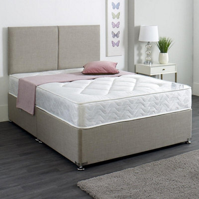 Divan Base Direct Dura Beds York Damask Sprung Divan Bed Set 4Ft Small Double 4 Drawers- Lino Stone - image 1
