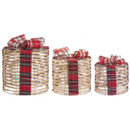 Beliani Set Of 3 Christmas Decorations Led Vejlen Christmas Gifts 20/25/30 Cm Beige