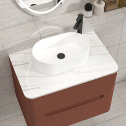 Royal Bathrooms Venice 700mm Terracotta Clay Wall Mounted Bathroom Countertop Vanity Unit 2 Drawer With Peak Basin - thumbnail 6