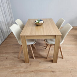 Kosy Koala Dining Table And 4 Cream Tulip Chairs Kitchen Wood Oak Effect Table Kitchen Dining Set - thumbnail 2