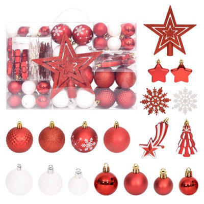 Berkfield 108 Piece Christmas Bauble Set Red And White - image 1