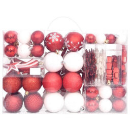 Berkfield 108 Piece Christmas Bauble Set Red And White - thumbnail 3