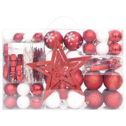 Berkfield 108 Piece Christmas Bauble Set Red And White - thumbnail 2