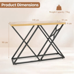 Farmhouse Entryway Table 140Cm Console Table Black - thumbnail 2