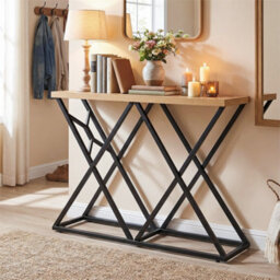 Farmhouse Entryway Table 140Cm Console Table Black - thumbnail 4