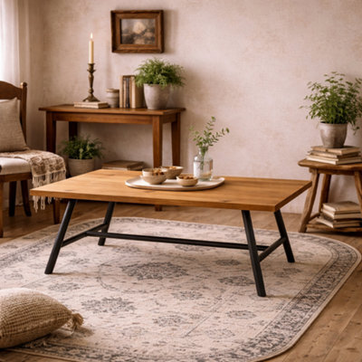 Wyld Haus Northmere 200Cm Tawny Grain Wood-Effect Dining Table With Black Metal Hairpin Legs - image 1