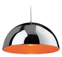 Luminosa Lighting Luminosa Bistro 1 Light Dome Ceiling Pendant Chrome, Orange Inside, E27