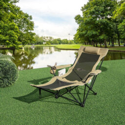 Costway Adjustable Camping Lounge Chair Portable Reclining Beach Chair W/ Footrest - thumbnail 4