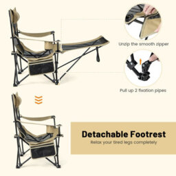 Costway Adjustable Camping Lounge Chair Portable Reclining Beach Chair W/ Footrest - thumbnail 7