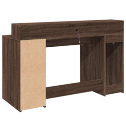 Berkfield Desk With Led Lights Brown Oak 140X55X91 Cm Engineered Wood - thumbnail 8