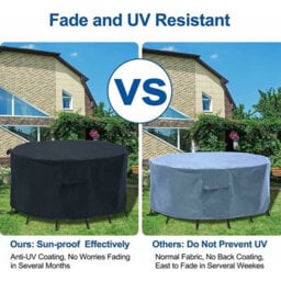 (Black 185X110) Waterproof Garden Furniture Cover, Round Table Outdoor Cover - thumbnail 3