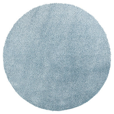 Livabliss Round Cloudy Shaggy-Solid Color Blue Plush Soft Pile Living Bedroom Rug 160 X 160 Cm Easy Care, Non Shedding - image 1