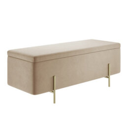 Wyld Haus Elowen Rectangular Storage Ottoman Bench Cream Velvet With Brushed Gold Legs - thumbnail 2
