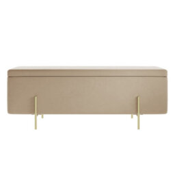 Wyld Haus Elowen Rectangular Storage Ottoman Bench Cream Velvet With Brushed Gold Legs - thumbnail 5