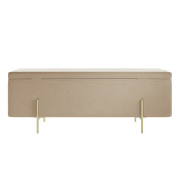 Wyld Haus Elowen Rectangular Storage Ottoman Bench Cream Velvet With Brushed Gold Legs - thumbnail 3