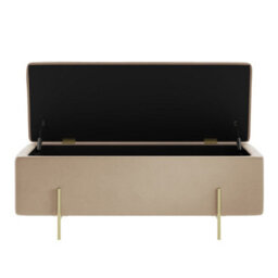 Wyld Haus Elowen Rectangular Storage Ottoman Bench Cream Velvet With Brushed Gold Legs - thumbnail 6