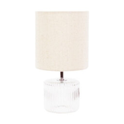 Valuelights Betty Clear Glass Table Lamp With Natural Lamp Shade And Led Bulb - thumbnail 2