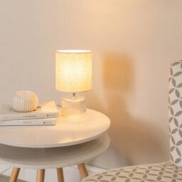 Valuelights Betty Clear Glass Table Lamp With Natural Lamp Shade And Led Bulb - thumbnail 1