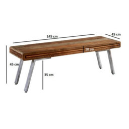 Retro Wood And Metal Large Dining Table Set With 1 Bench And 4 Chairs - thumbnail 8