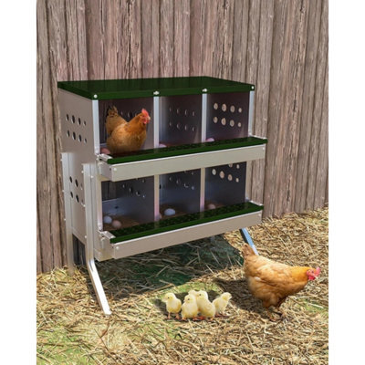 Green 2-Tier 6 Hole Roll Away Chicken Nest Boxes With Legs - image 1