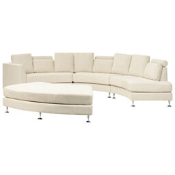 Beliani Curved Sofa 7 Seater Rotunde Fabric Beige - thumbnail 6