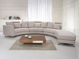 Beliani Curved Sofa 7 Seater Rotunde Fabric Beige - thumbnail 2