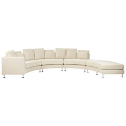 Beliani Curved Sofa 7 Seater Rotunde Fabric Beige - thumbnail 8