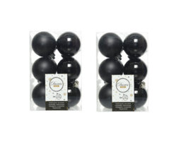 Decoris 2 X 12 Black Christmas Baubles 6Cm Shatterproof Tree Ornaments Shiny Matt Decoration - thumbnail 1