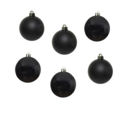 Decoris 2 X 12 Black Christmas Baubles 6Cm Shatterproof Tree Ornaments Shiny Matt Decoration - thumbnail 4