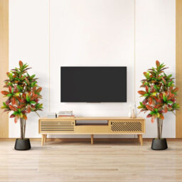 Costway 150Cm Artificial Croton Plant Potted Floor Plant Tree-Multicolour - thumbnail 4