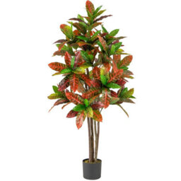 Costway 150Cm Artificial Croton Plant Potted Floor Plant Tree-Multicolour