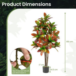 Costway 150Cm Artificial Croton Plant Potted Floor Plant Tree-Multicolour - thumbnail 2