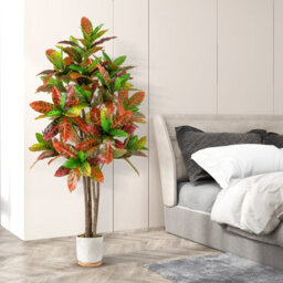 Costway 150Cm Artificial Croton Plant Potted Floor Plant Tree-Multicolour - thumbnail 6