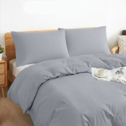 Aspire Homeware Plain Duvet Cover Set Soft Microfibre, Silver, Super King (L)220Cm X (W)260Cm - thumbnail 2